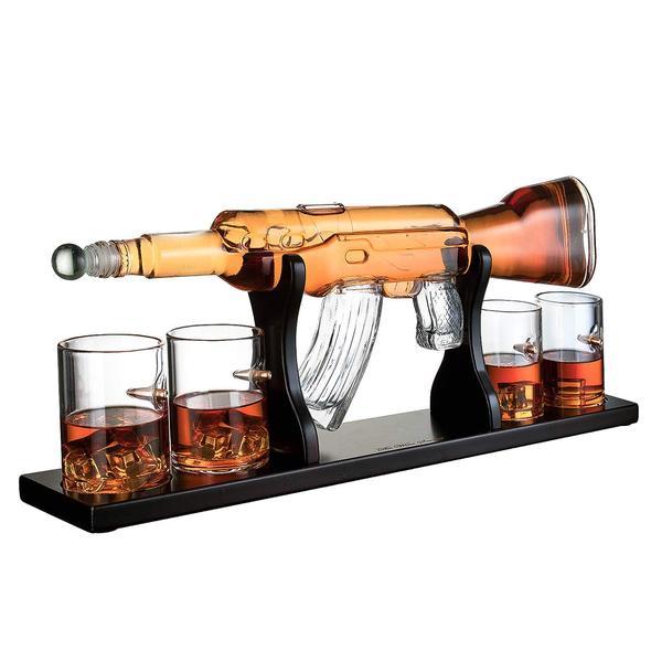 Gun Large Decanter Set Bullet Glasses