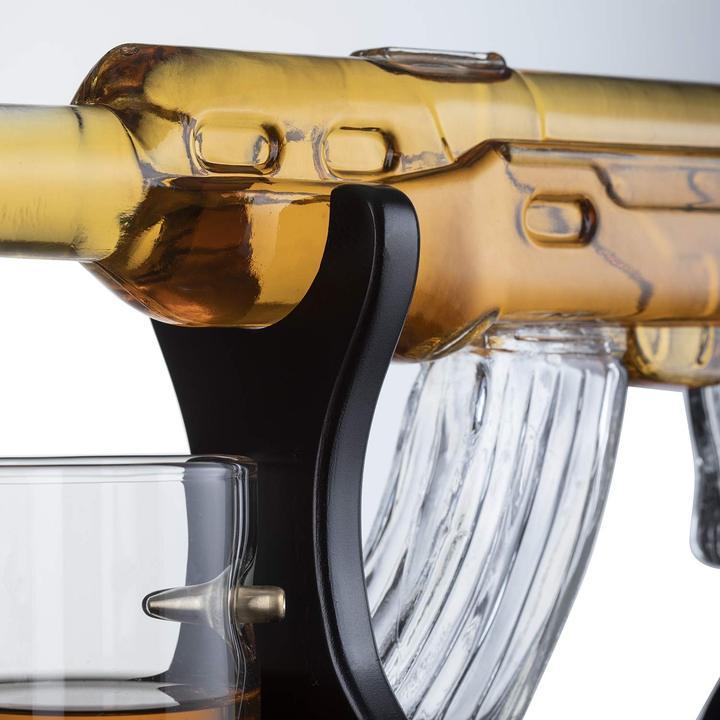 Gun Large Decanter Set Bullet Glasses